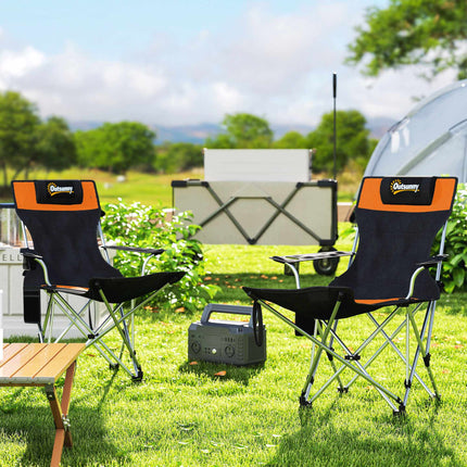 Campingstuhl Mit Fußstütze, 600D Oxford-Stoff, 2er Set