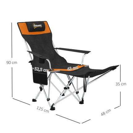 Campingstuhl Mit Fußstütze, 600D Oxford-Stoff, 2er Set