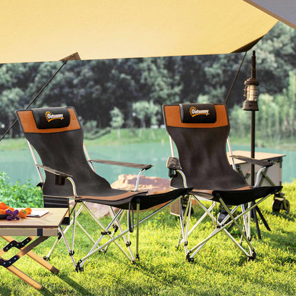 Campingstuhl Mit Fußstütze, 600D Oxford-Stoff, 2er Set