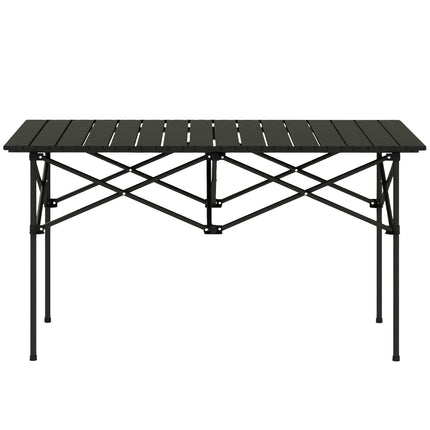 Table de camping table pliante avec plateau enroulable Table de jardin à cadre en X en aluminium table d'appoint légère pour 2 personnes table pliante pour jardin balcon camping 95 x 55cm noir |