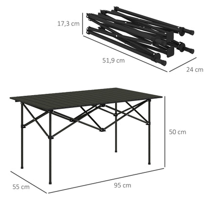 Table de camping table pliante avec plateau enroulable Table de jardin à cadre en X en aluminium table d'appoint légère pour 2 personnes table pliante pour jardin balcon camping 95 x 55cm noir |