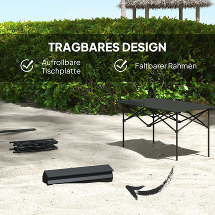 Table de camping table pliante avec plateau enroulable Table de jardin à cadre en X en aluminium table d'appoint légère pour 2 personnes table pliante pour jardin balcon camping 95 x 55cm noir |