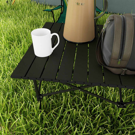 Table de camping table pliante avec plateau enroulable Table de jardin à cadre en X en aluminium table d'appoint légère pour 2 personnes table pliante pour jardin balcon camping 95 x 55cm noir |