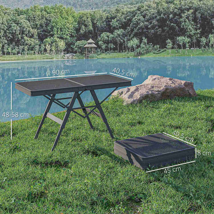Faltbarer Aluminium-Campingtisch – Höhenverstellbar, 90x40,5 cm