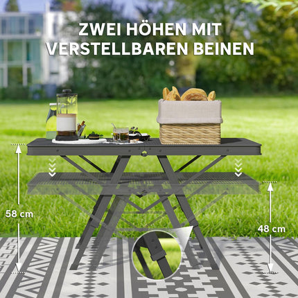 Faltbarer Aluminium-Campingtisch – Höhenverstellbar, 90x40,5 cm