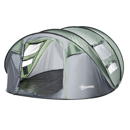 Campingzelt für 4-5 Personen, dunkelgrün/grau, wasserdicht