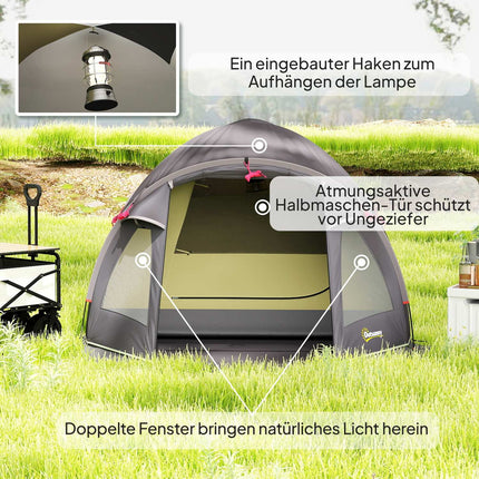 4-Personen Tunnelzelt, leicht, UV 50+ Schutz