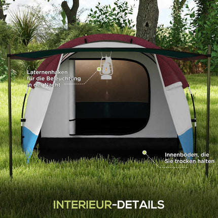 Camping-Tunnelzelt für 3 Personen - winddicht, 2 Räume