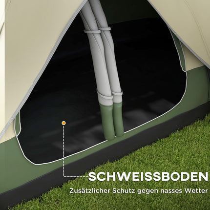 8-Personen-Tunnelzelt, winddicht, wasserabweisend, dunkelgrün