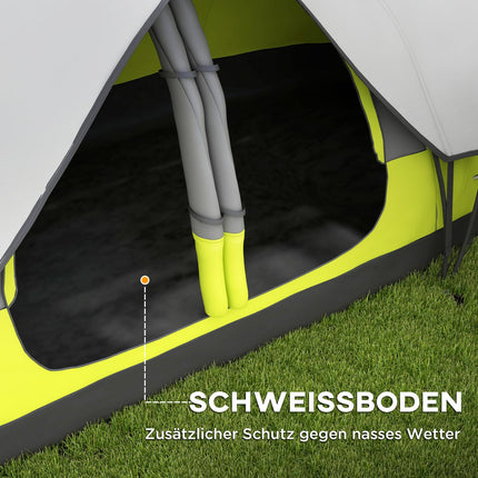 8-Personen-Tunnelzelt, 2 Räume, winddicht, wasserabweisend