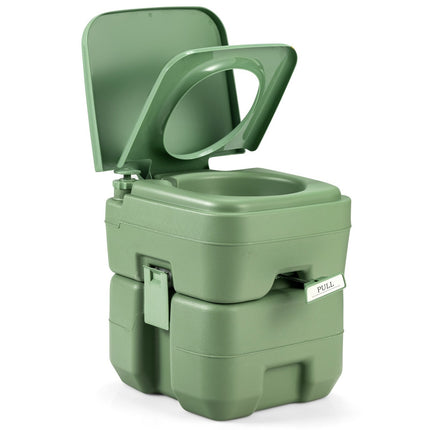 Campingtoilette 20L + 12L Tragbare Campingtoilette mit abnehmbarem Abwassertank Reisetoilette Grau und Grün-Grün