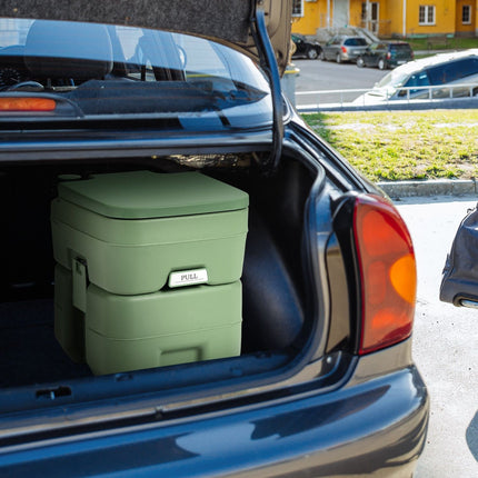 Campingtoilette 20L + 12L Tragbare Campingtoilette mit abnehmbarem Abwassertank Reisetoilette Grau und Grün-Grün