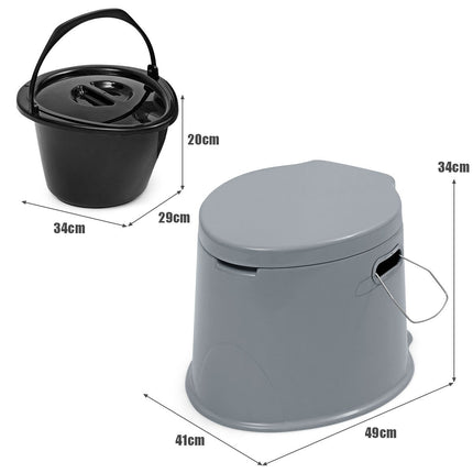Campingtoilette tragbare Reisetoilette mobile Toilette mit herausnehmbarem Eimereinsatz grau