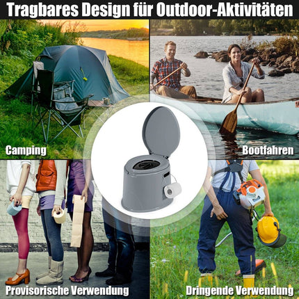 Campingtoilette tragbare Reisetoilette mobile Toilette mit herausnehmbarem Eimereinsatz grau