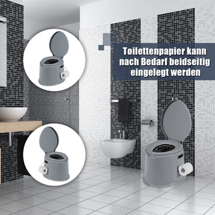 Campingtoilette tragbare Reisetoilette mobile Toilette mit herausnehmbarem Eimereinsatz grau