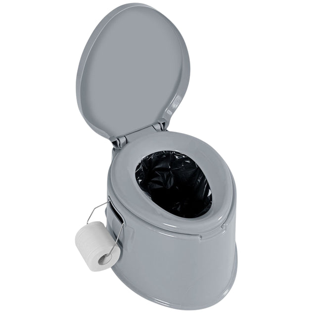 Campingtoilette tragbare Reisetoilette mobile Toilette mit herausnehmbarem Eimereinsatz grau