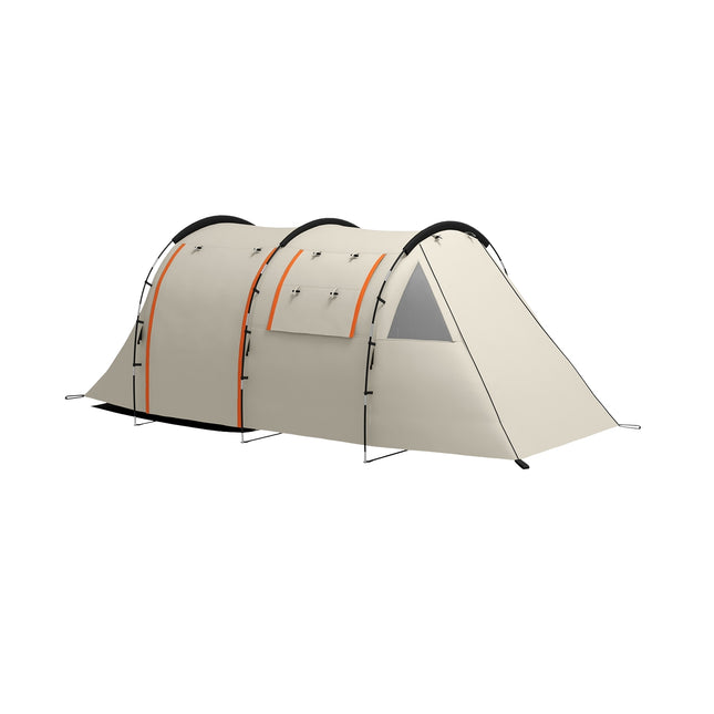 Camping-Tunnelzelt - 5 Personen, 2 Räume, Khaki, wasserdicht