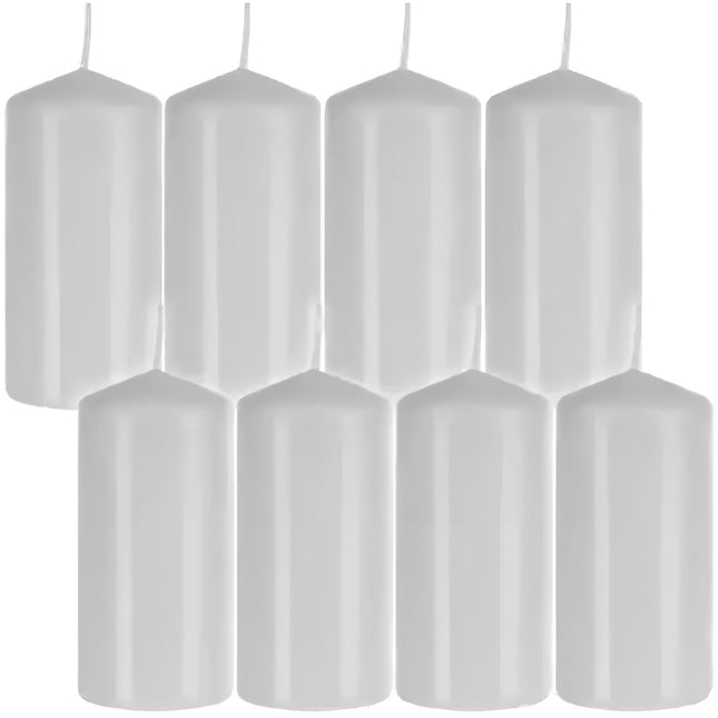 Kerzenzylinder weiß - 8er Set