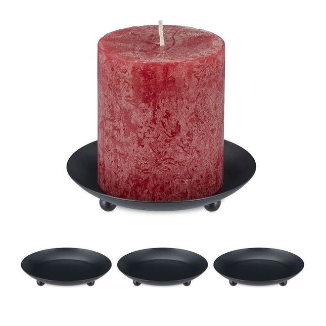 Kerzenständer mit Stumpenkerzen, 4 Stück