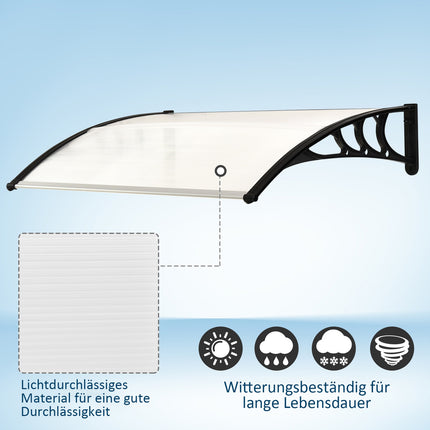 Vordach aus transparentem Polycarbonat – 75x100cm