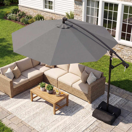 Cantilever Parasol 300 cm with Crank and Stand, 360° Rotatable, Grey