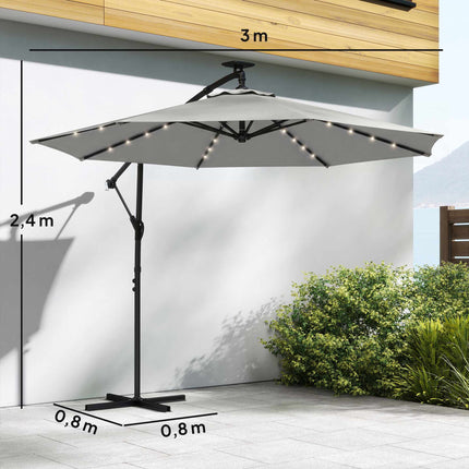 Ampelschirm, 3x3m, Solar-LED-Beleuchtung, UV-beständig