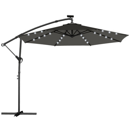 Boční zahradní slunečník, 3x3m, solární LED, odolný vůči UV