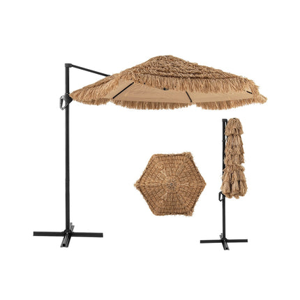 Cantilever Tiki Thatch Patio Umbrella, 283 cm, Ventilated