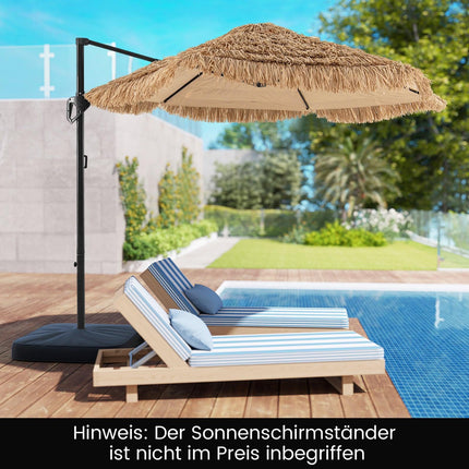 Cantilever Tiki Thatch Patio Umbrella, 283 cm, Ventilated
