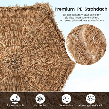 Cantilever Tiki Thatch Patio Umbrella, 283 cm, Ventilated