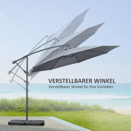 Ampelschirm 2,92M Stahl, dunkelgrau, windbeständige Abdeckung