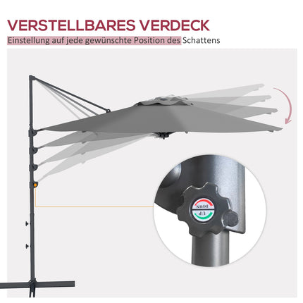 Ampelschirm 3m, neigbar, rotierender Gartenschirm