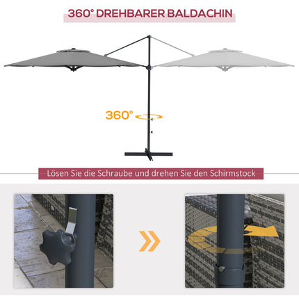 Ampelschirm 3m, neigbar, rotierender Gartenschirm