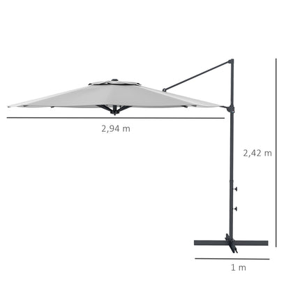 Ampelschirm 3m, neigbar, rotierender Gartenschirm