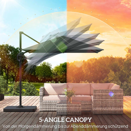 Cantilever Umbrella with Base Weights, UPF50+ Polyester