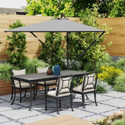 Parasol déporté Ø260 cm parasol avec protection UV 50+ hydrofuge parasol à manivelle avec pied, housse, manivelle, bloque-vent, parasol de marché parasol de jardin inclinable pour balcon terrasse gris Aosom