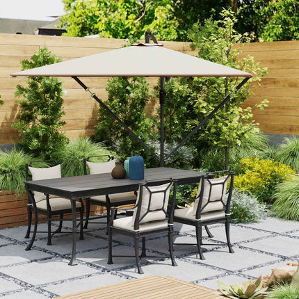 Parasol déporté Ø260 cm parasol avec protection UV 50+ hydrofuge parasol à manivelle avec pied, housse, manivelle, bloque-vent, parasol de marché parasol de jardin inclinable pour balcon terrasse kaki Aosom