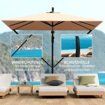 Parasol déporté Ø260 cm parasol avec protection UV 50+ hydrofuge parasol à manivelle avec pied, housse, manivelle, bloque-vent, parasol de marché parasol de jardin inclinable pour balcon terrasse kaki Aosom