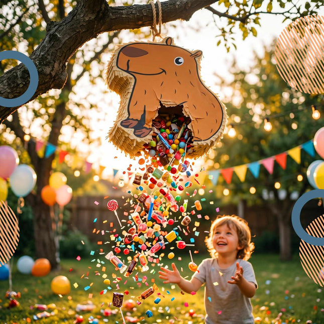 Capybara Pinata Set, Stick And Blindfold Included