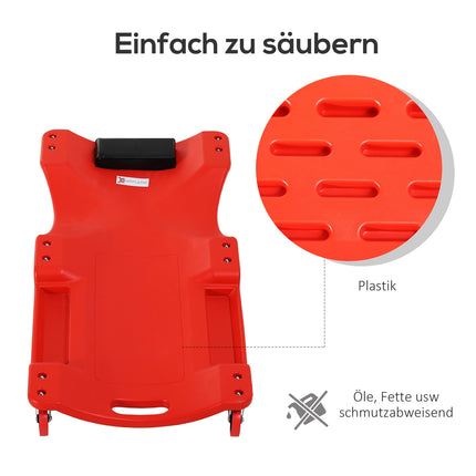 Rolling board for car workshop - 6 wheels, 120 kg capacity, red