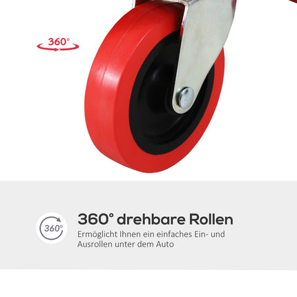 Rolling board for car workshop - 6 wheels, 120 kg capacity, red