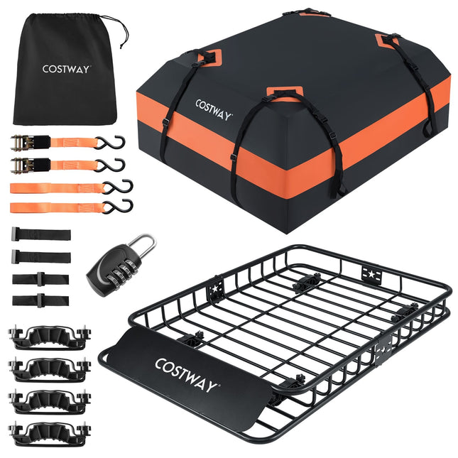 Car Roof Box with 425L Cargo Bag & Metal Rack