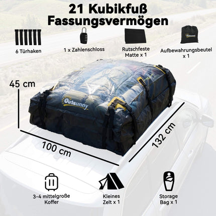 Střešní nákladní box, 21 krychlových stop, voděodolný s popruhy