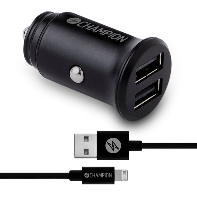 Nabíječka do auta 24W + kabel USB-A na Lightning černá