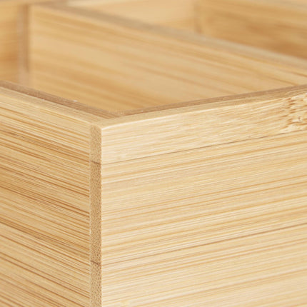 Organizér na kartičky DIN A8 z přírodního bambusu, úložný box do zásuvky se stojánkem na tužky