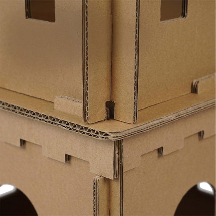 Katzenhaus aus Pappe, XL, 3-stöckiges Schloss, werkzeugfrei