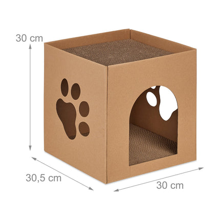 Maison pour chat en carton avec griffoir