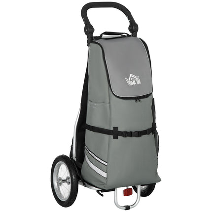 Remorque cargo et chariot de courses 2 en 1 pour remorques de vélo, avec pinces de fixation, 24,3 kg, 55 l, aluminium et Oxford, gris et argent, 53 x 43 x 110 cm