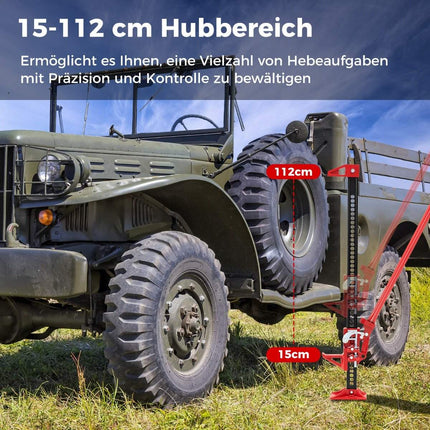 Wagenheber 3T High Lift Allzweckwagenheber Offroad Deichselwinde 112 cm Zahnstangenwagenheber Rot