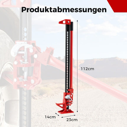 Wagenheber 3T High Lift Allzweckwagenheber Offroad Deichselwinde 112 cm Zahnstangenwagenheber Rot